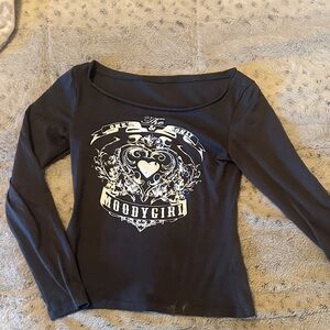Charcoal Graphic Long Sleeve Top